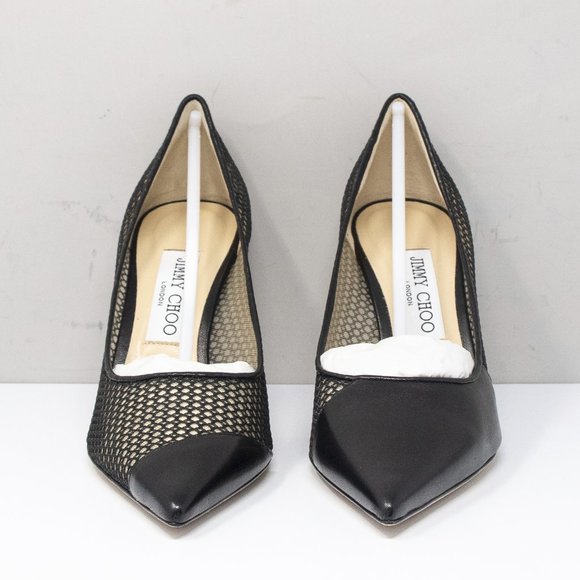 Jimmy Choo Love 85 Black Asymmetrical Mesh Leather Heels (Multiple Sizes) - Picture 5 of 8